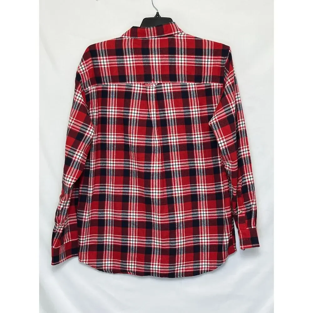 Realtree Staghorn Creek Men’s L Red Black Plaid Long Sleeve Flannel Button Shirt